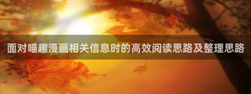 漫画岛少年漫画：面对喵趣漫画相关信息时的高效阅读思路及整理思路