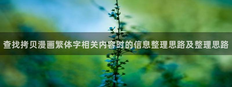 漫画岛热门漫画大全：查找拷贝漫画繁体字相关内容时的信息整理思路及整理思路